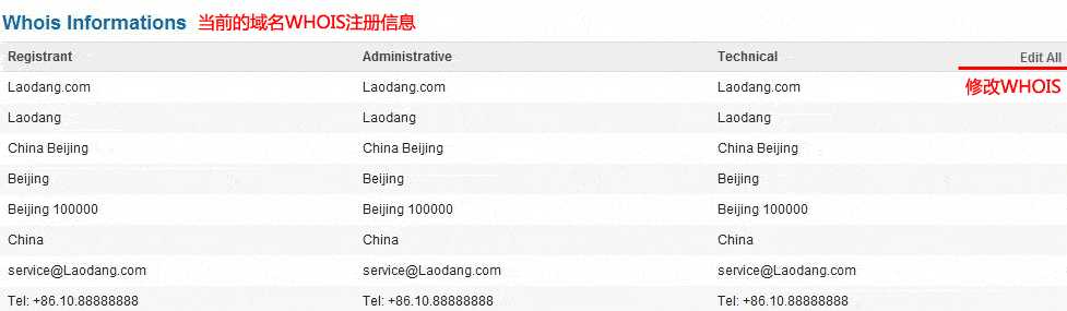 Bellnames 修改域名的WHOIS注册信息(图文)