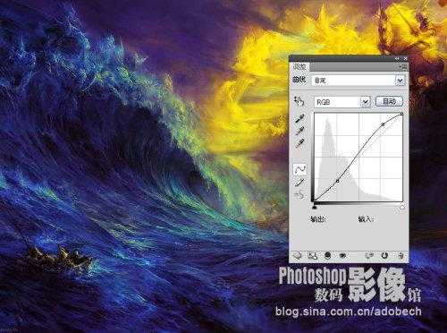 Photoshop 打造一幅梦幻的暗夜波涛图