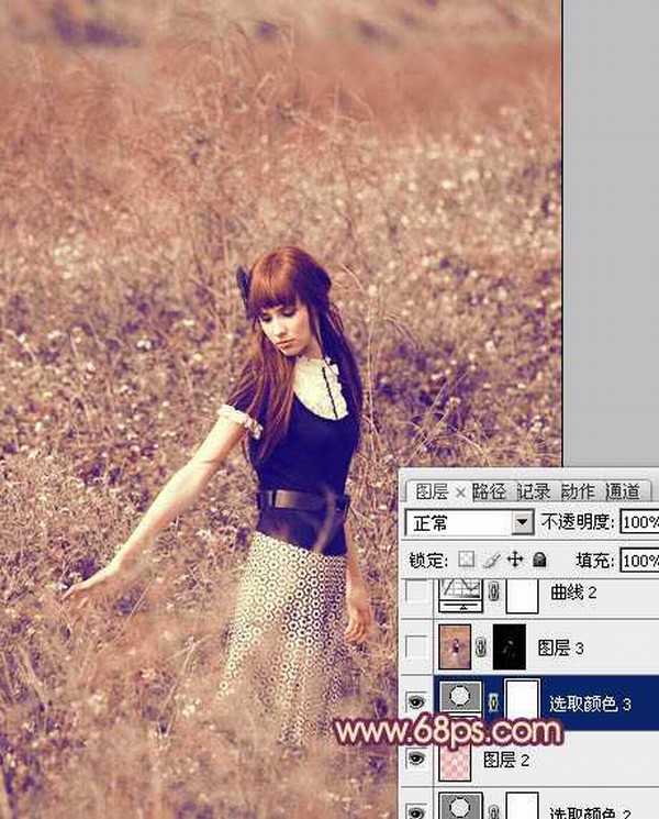 Photoshop为荒野人物图片调出柔美的粉红色