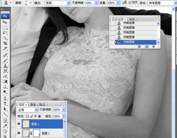PhotoShop将婚礼照片修饰成经典黑白人像的润饰详细教程