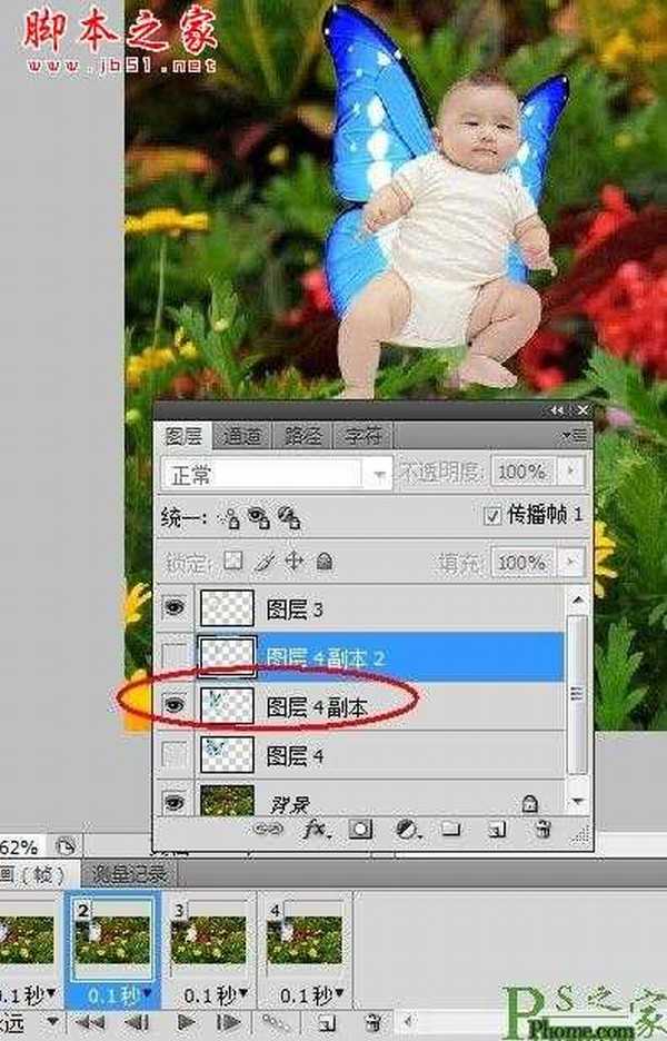 photoshop为宝宝写真照增加动态蝴蝶翅膀特效