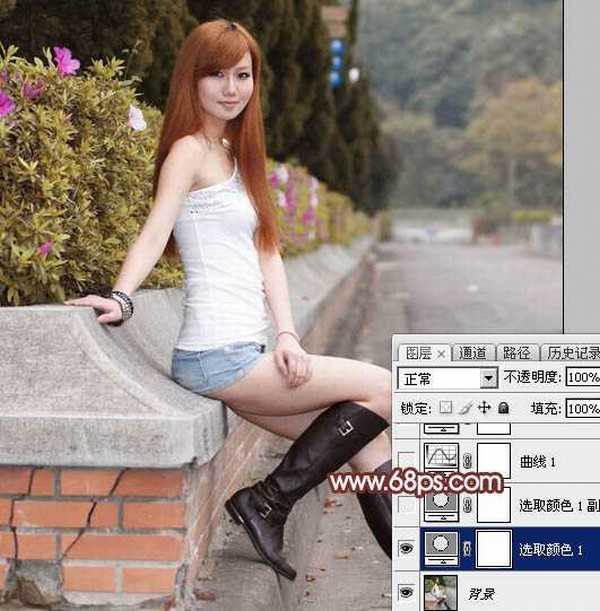 Photoshop将景区的美女调制出唯美的阳光暖色