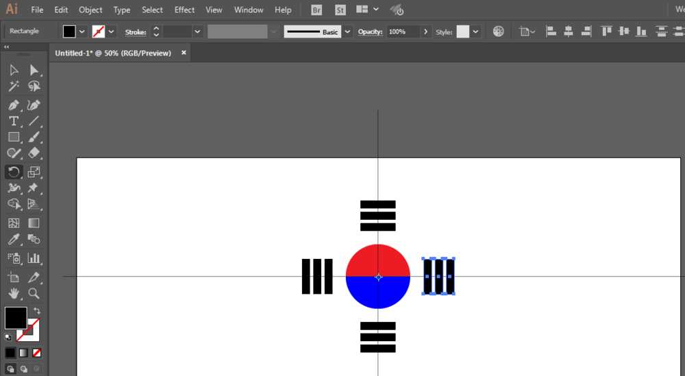 ai怎么画UI效果的韩国国旗?