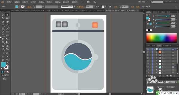 ai怎么设计扁平化的洗衣机图标? ai洗衣机的画法