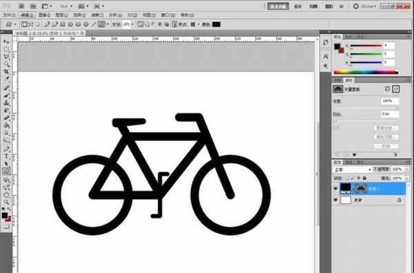 ps怎么设计简笔画效果的自行车图标? ps自行车的画法